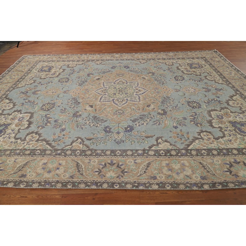 Medallion Tabriz Persian Vintage Rug Oriental Handmade Wool Carpet - 9'3" x 12'4"