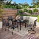 Patio Dining Set 9/7 Pieces Outdoor Metal Furniture Set, 8/6 C Spring Motion Chairs and 1 Expandable Table - +Mixed Chairs(Without Umbrella hole) - 7-Piece Sets