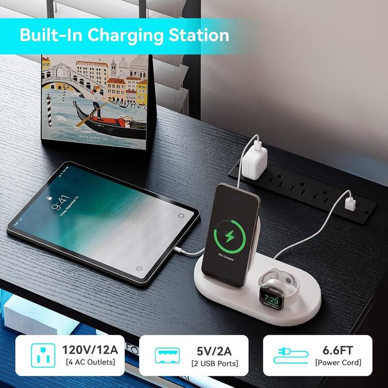 Wooden Long Dresser with Led Lights