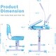 preview thumbnail 2 of 19, Kids Art Desk Drafting Table Desk Set with Adjustable Height, 40-Degree Tiltable Children Desktop, LED Light, Bookstand
