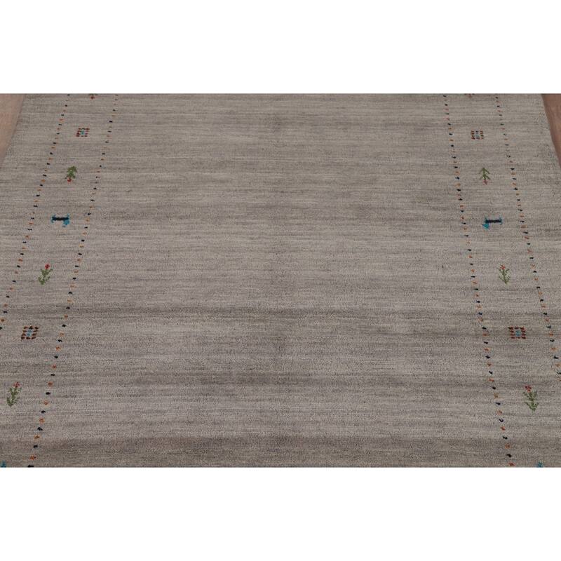 Tribal Gray Gabbeh Oriental Area Rug Handmade Wool Carpet - 5'3"x 7'7"