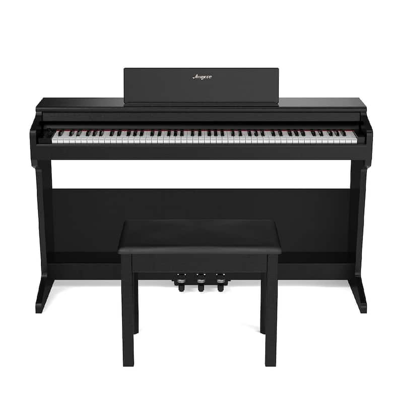 Full Size 88 Key Weighted Hammer Stand Electric Piano with Stool - With Stool - Black With Stool