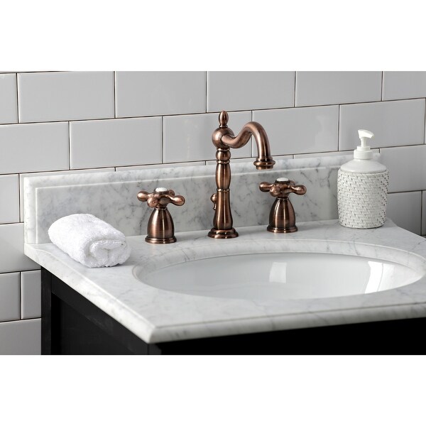 Heritage 8 in. Widespread Bathroom Faucet in Antique Copper - Bed
