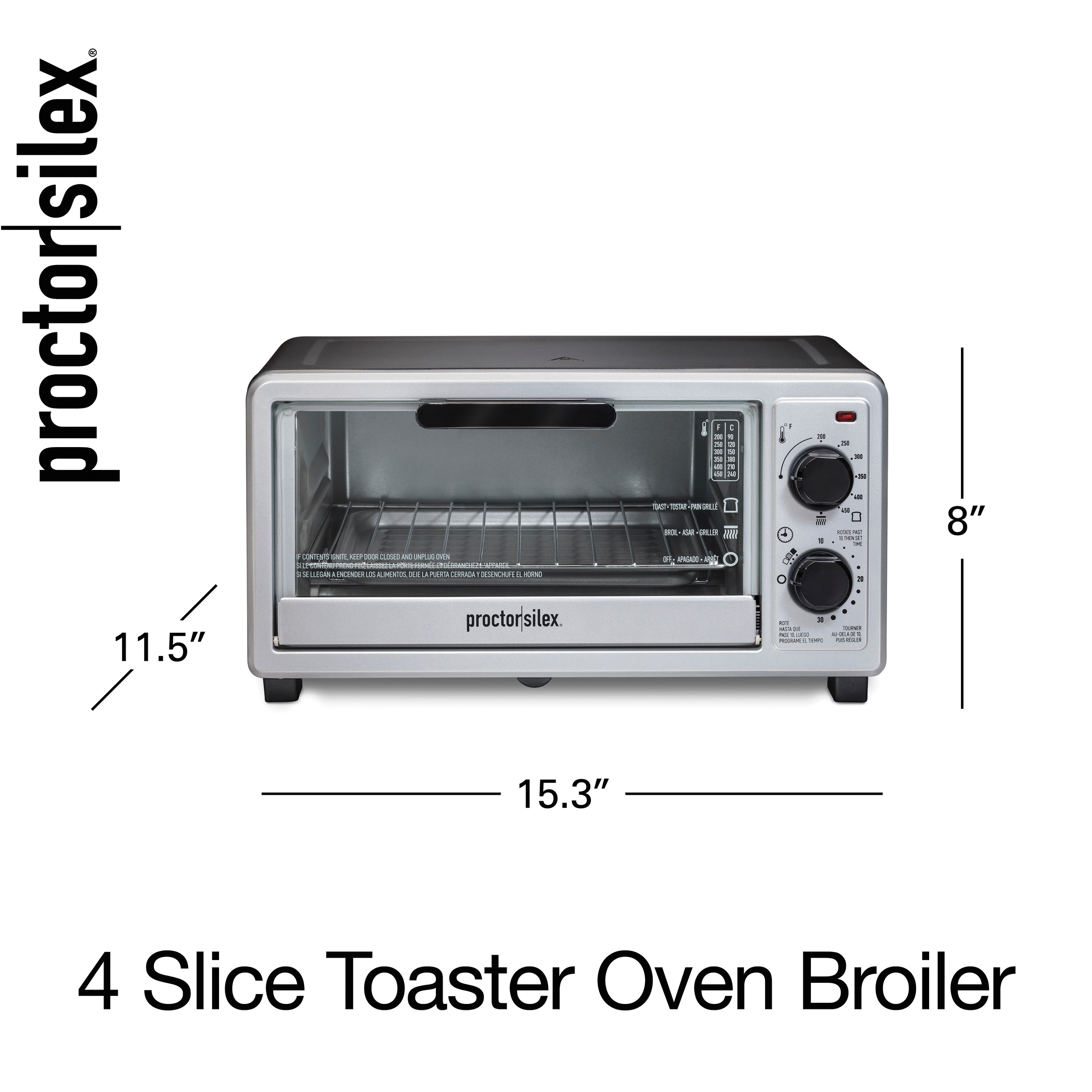 Brentwood 4 Slice Toaster Oven Broiler 8 12 H x 9 12 W x 14 12 D