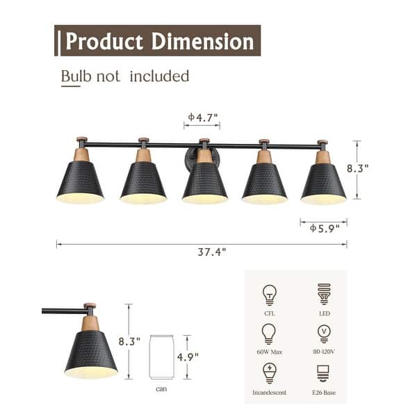 dimension image slide 0 of 10, 3/5/6-Light Modern Bathroom Vanity Light