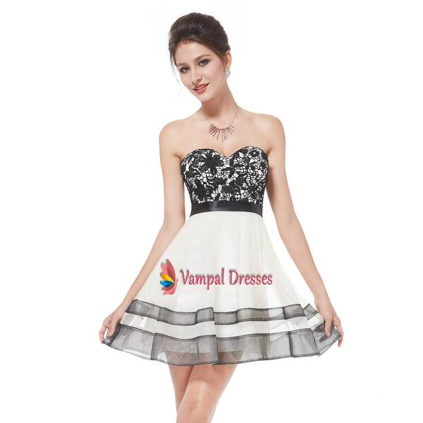 Shop Black Lace Overlay Cocktail Dress Black And White Strapless