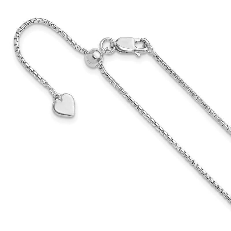 Curata 925 Sterling Silver Italian 22" Adjustable 1.25mm Round Box Chain Necklace