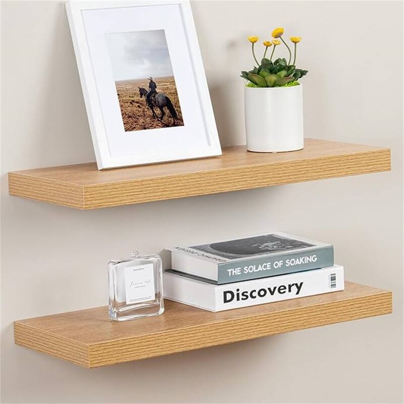  Floating Shelves for Wall - 9"D x 24"W x 1.5"H - Oak