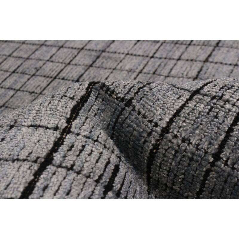 ECARPETGALLERY Hand Loomed Kashkuli Gabbeh Light Grey Silk Rug - 8'0 x 9'5