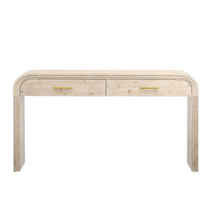 Elegant Curved Console Table for Entryway and Living Room, MDF Fir Veneer Design