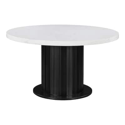 Belinda Rustic Espresso and White Dining Table with Pedestal Base