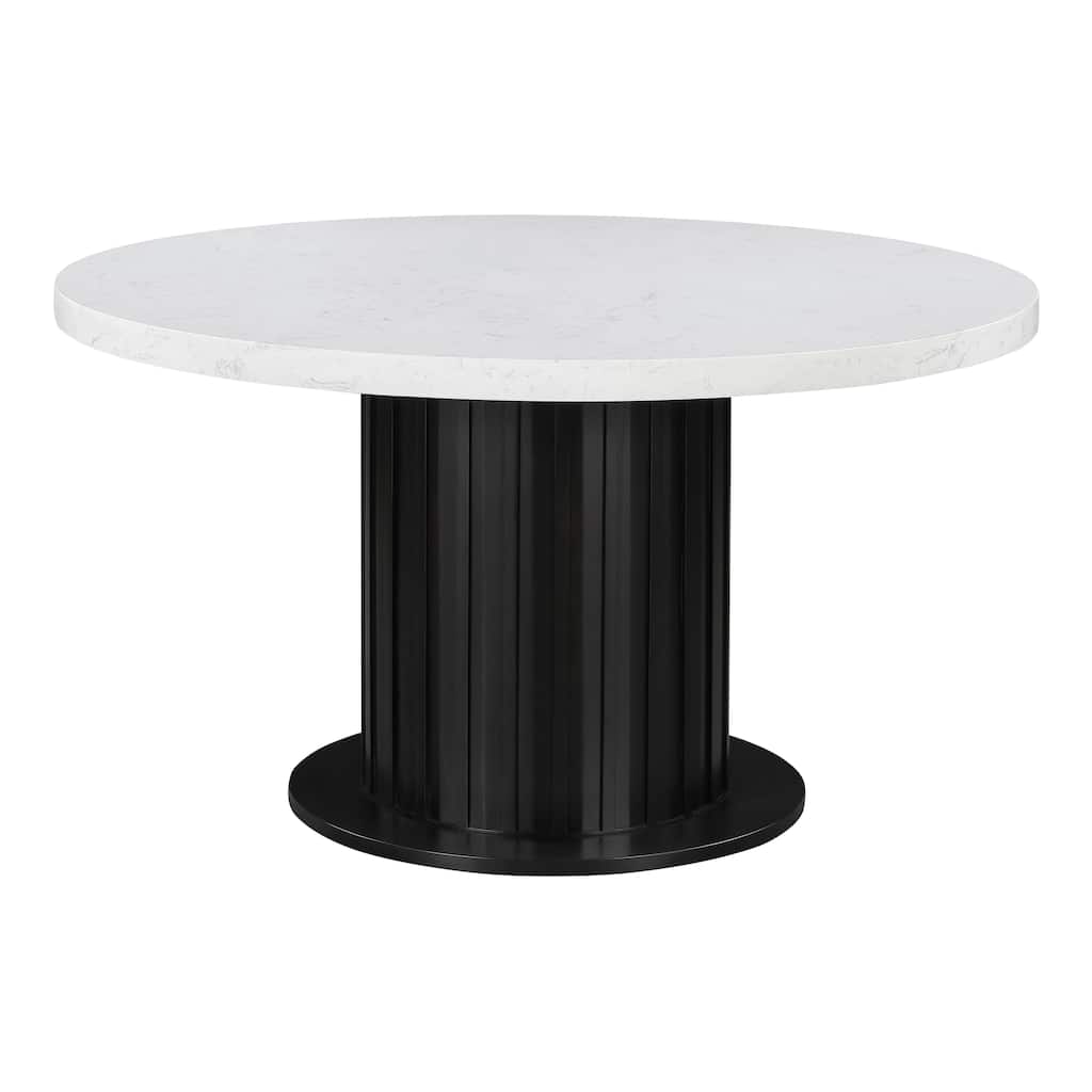 Belinda Rustic Espresso and White Dining Table with Pedestal Base