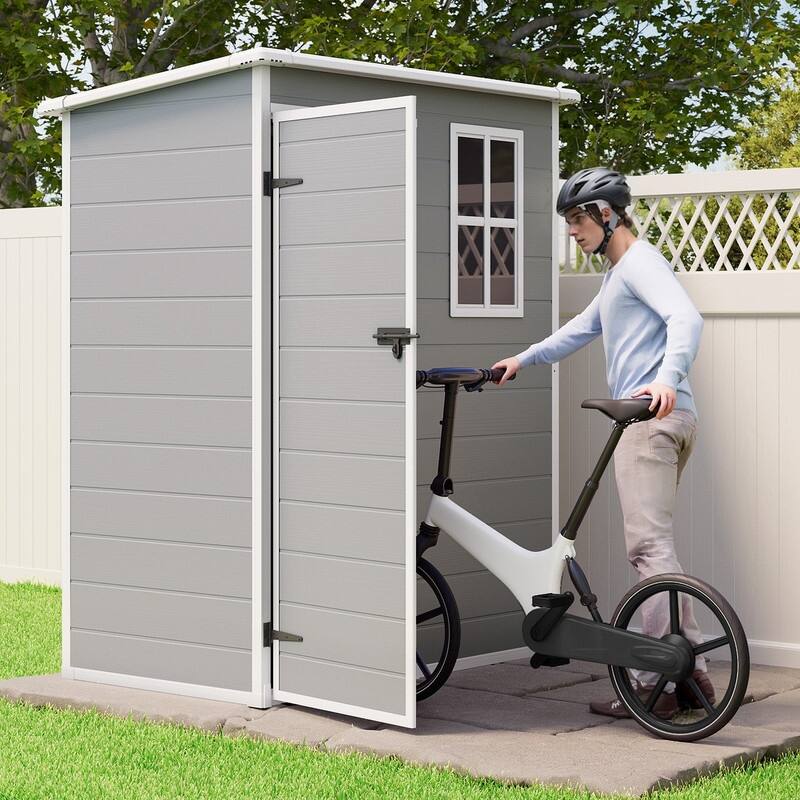 5' x 3' All Weather Durable Resin Outdoor Storage Shed with Floor for Patio Furniture and Tools