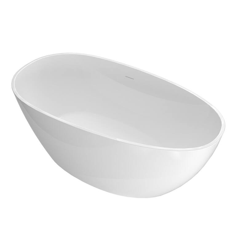 Acrylic Freestanding Flatbottom Soaking Bathtub in White