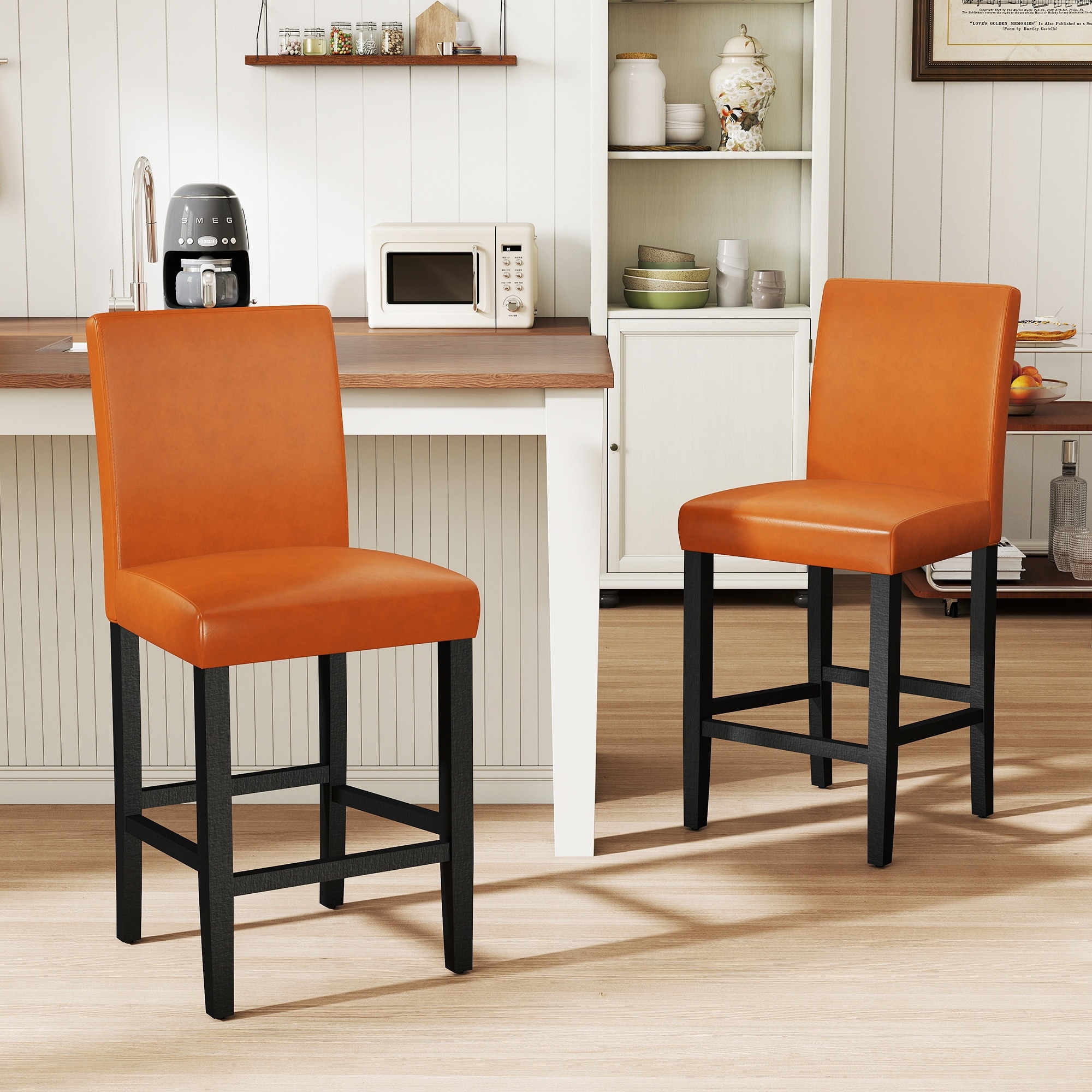 24 Inches Counter Height Bar Stools with Back Set of 2 - Overstock