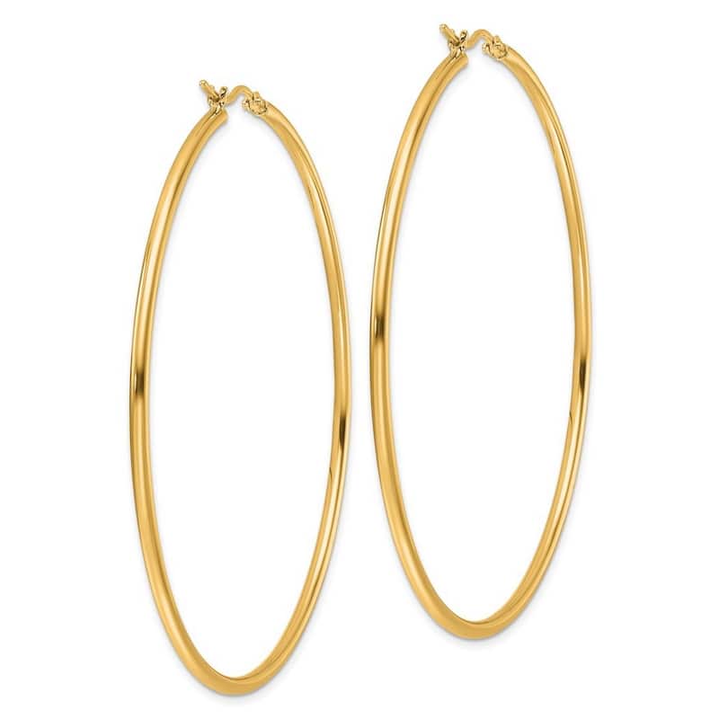 Curata 14k Yellow Gold Polished Hoop Earrings - 65x65mm