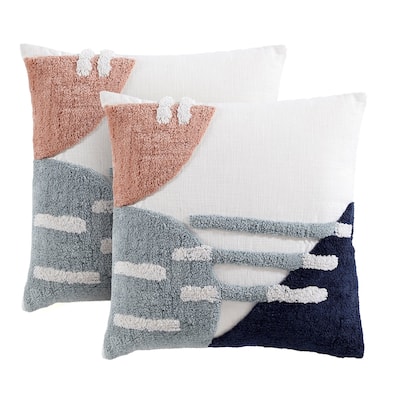 Brielle Home Teagan Geometric Textured Throw Pillow, Set of 2