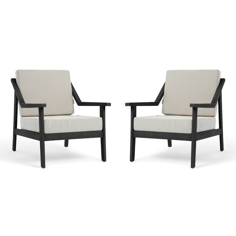 Outdoor Patio Club Chair Arm Lounge Cushion Chair (Set of 2)