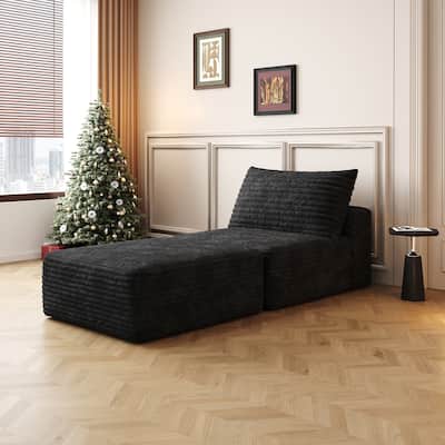 Plush Corduroy Single Sleeper Sofa Chair Modular Floor Chaise Lounger