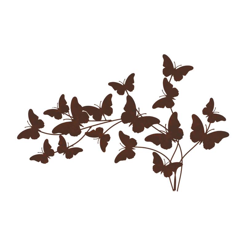 HomeRoots 18" X 29" Brown Metal Butterflies Hanging Dimensional Sculpture