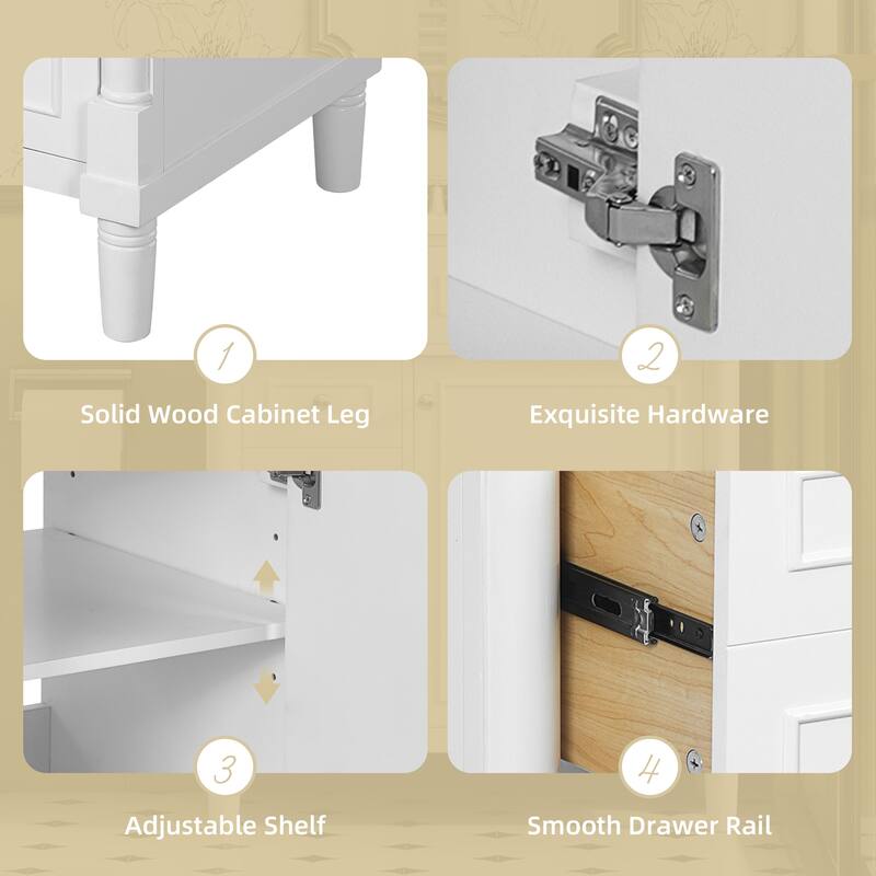 30" Freestanding Bathroom Vanity w/ Sink,2 Drawers,Soft-Closing Door
