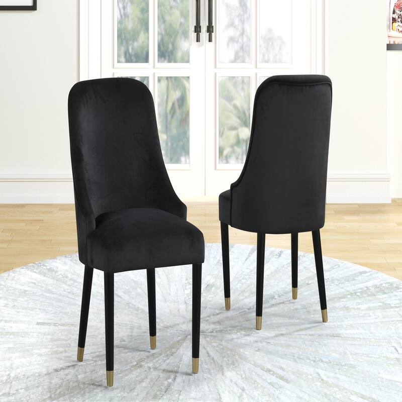 Upholstered Black Rounded Back Chairs 2pc Set,without table