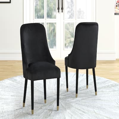 Upholstered Black Rounded Back Chairs 2pc Set,without table