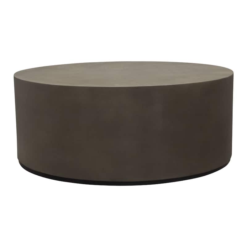 Viko Cocktail Coffee Table, 39 Inch Natural Cement Gray Round Body