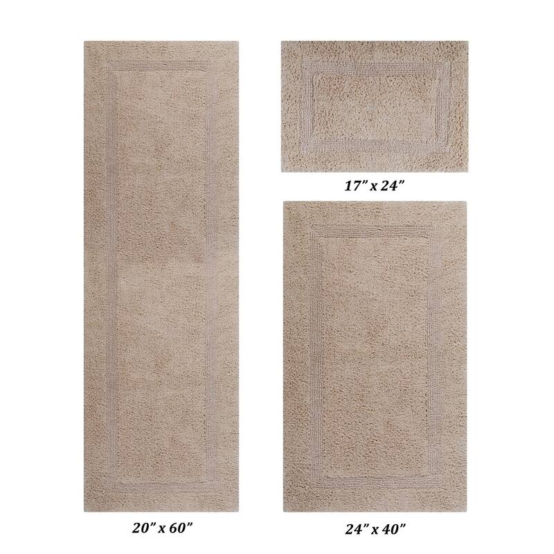 Better Trends Bath Rugs Set 100% Cotton Reversible Water Absorbent Bathroom Rug for Shower, Sink, Bath Mats - Lux Collection