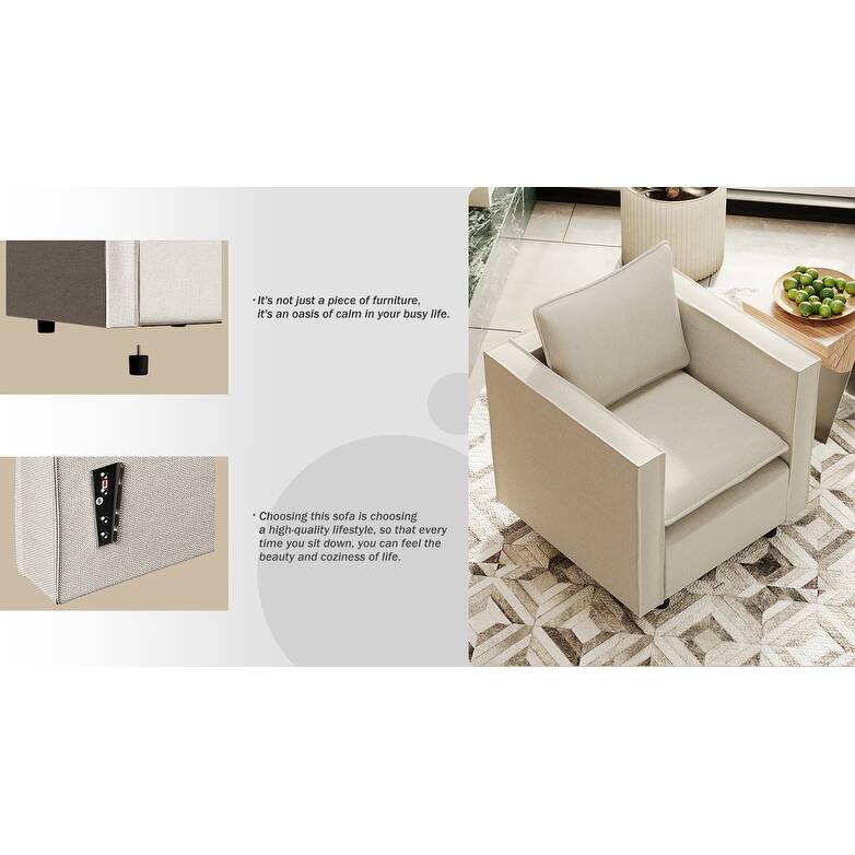 Beige Linen Single Sofa Chair, 25x26x23 inches, Comfortable and Versatile