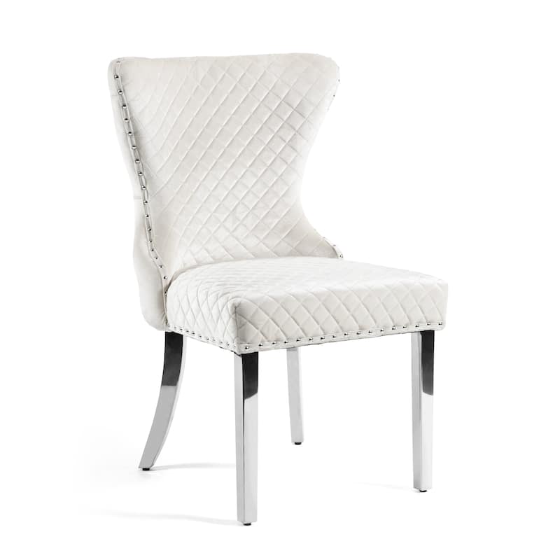 Furniture of America Thaddeus Glam Fabric Dining Chair with Nailhead Trim (Set of 2)