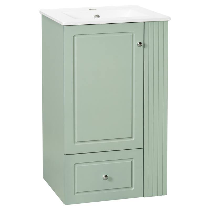 Roomfitters 20" Bathroom Vanity with Sink, Soft-Close Drawer, Side Open Shelves & Pinewood Towel Bar