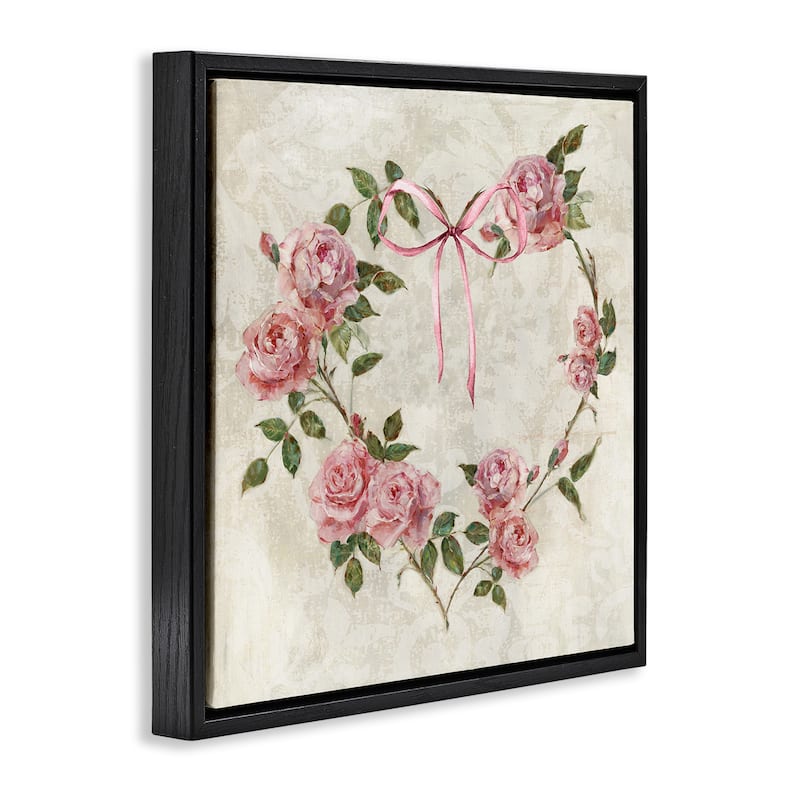 Stupell Rose Heart Wreath Framed Floater Canvas Wall Art Design By Sally Swatland