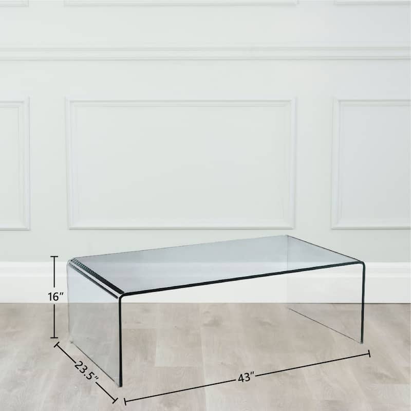 Curvo Clear Tempered Glass Waterfall Coffee Table