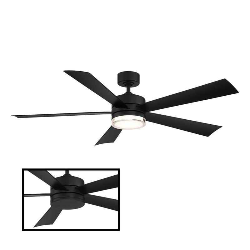 Wynd 52 Inch Five Blade Indoor / Outdoor Smart Ceiling Fan with Six Speed DC Motor and LED Light.