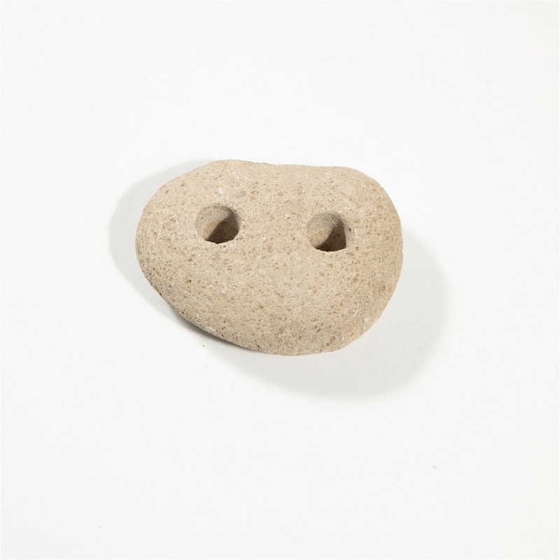 Candleholder Rock 2 Holes Natural 6.75"x5.5"x2.25"- ST - Natural - Natural