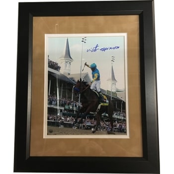 Victor Espinoza signed 8X10 Photo Custom Framed 2015 Kentucky Derby Horse Racing Triple Crown Stein