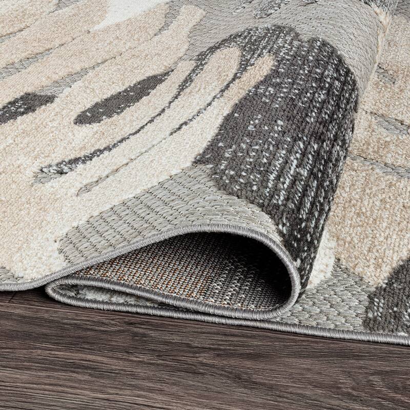Arles Palm Floral Leaves Indoor/Outdoor Area Rug
