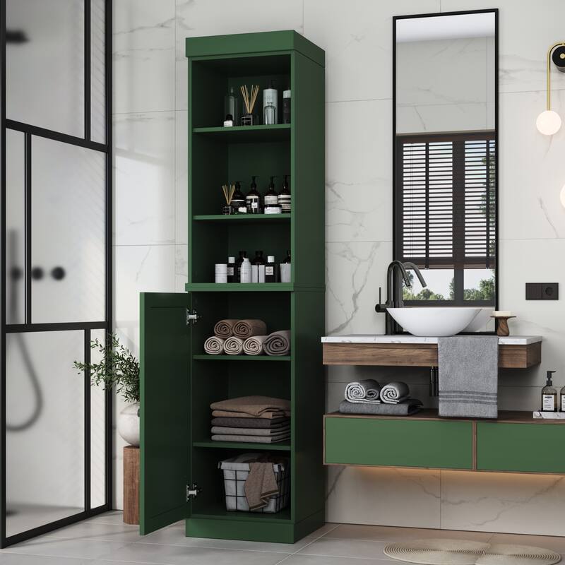 Palace Imports 100% Solid Wood 16.5" Bathroom Storage Cabinet with Solid Doors and Adjustable Shelves