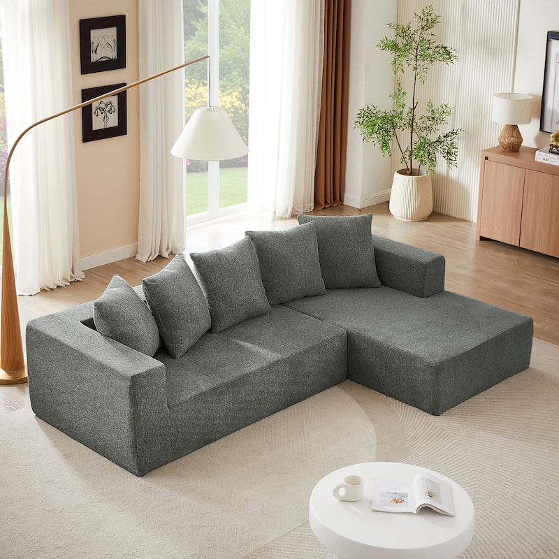 Chenille L-Shaped Sectional Sofa Set