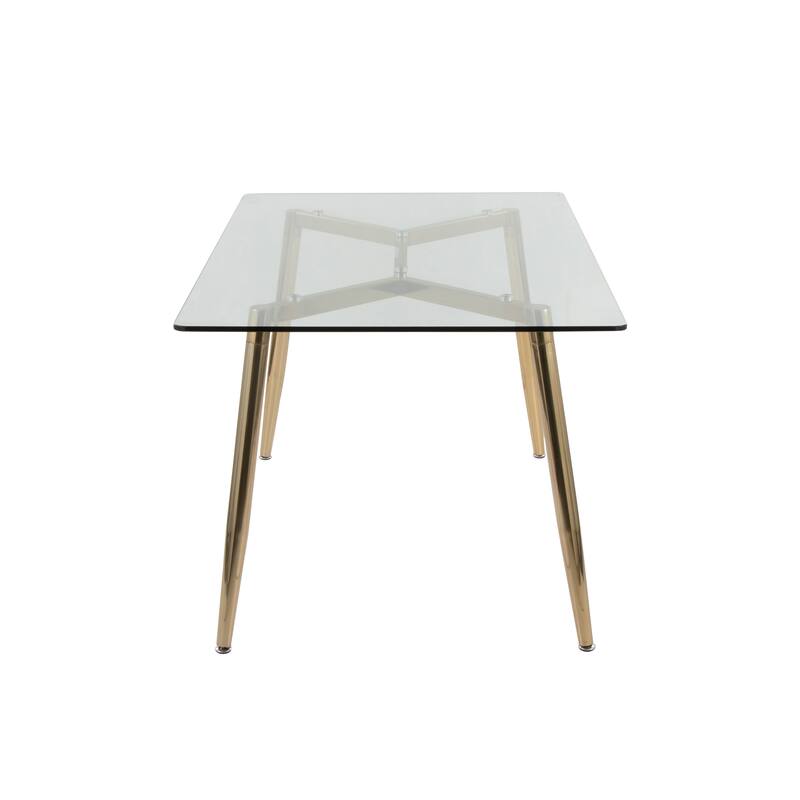 Clara Dinette Table in Gold Metal and Clear Glass