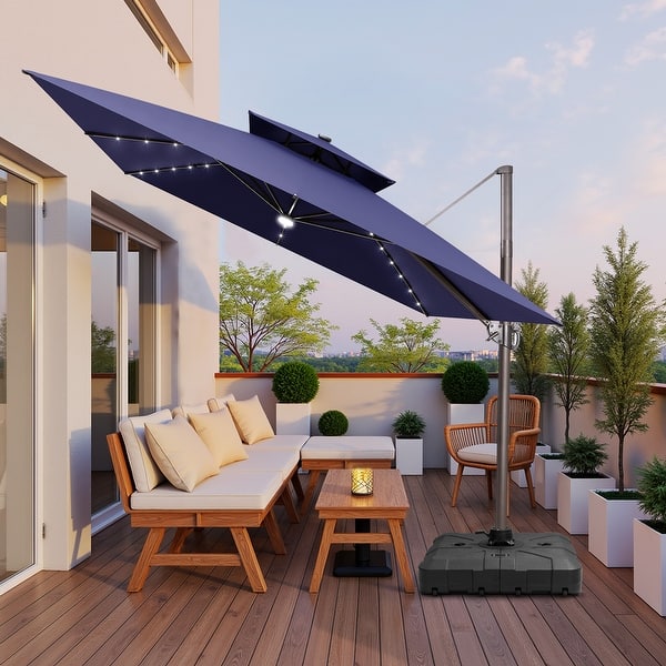11 foot rectangular aluminum solar patio umbrella in chocolate Treasure Garden 11' Octagon Flex Market vented canopy promotes airflow Pellebant 10 x 13FT Outdoor