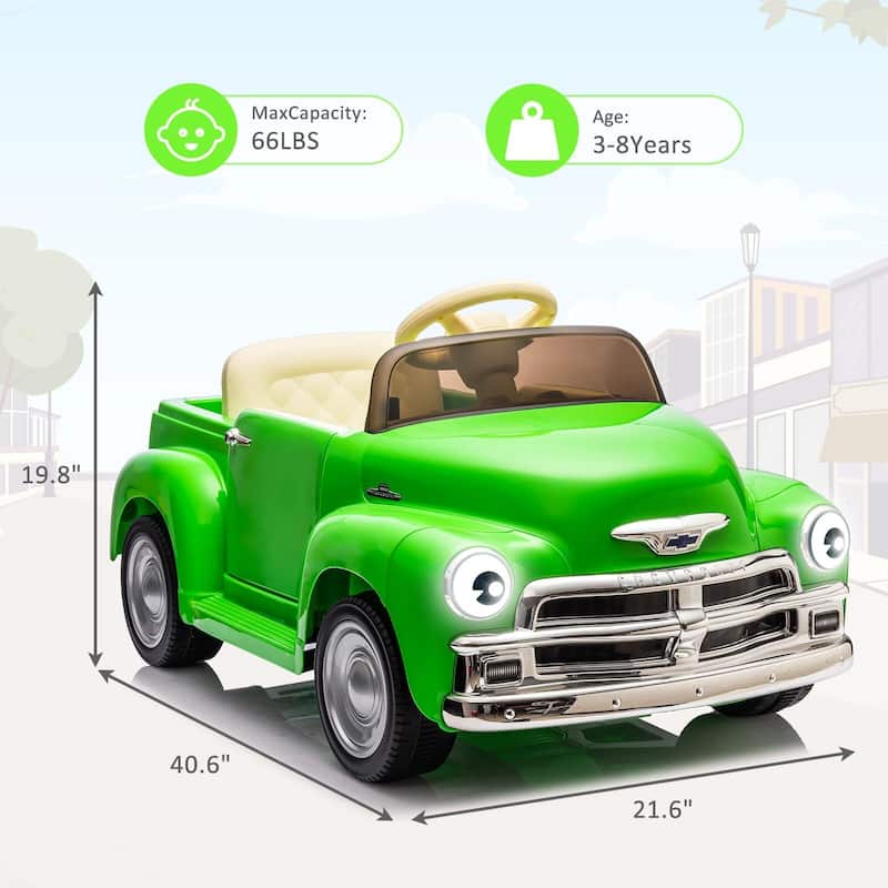 12V Kids Ride On Car, Licensed Chevrolet 3100 Pickup Battery Powered Electric Vehicle