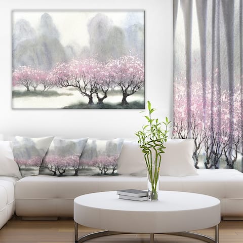 Designart - Flowering Trees at Spring - Landscape Canvas Print
