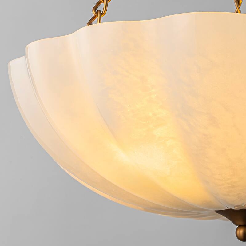 Elegant Gold and Glass Chandelier 3-Light Pendant Light Fixture with Frosted Dome Design