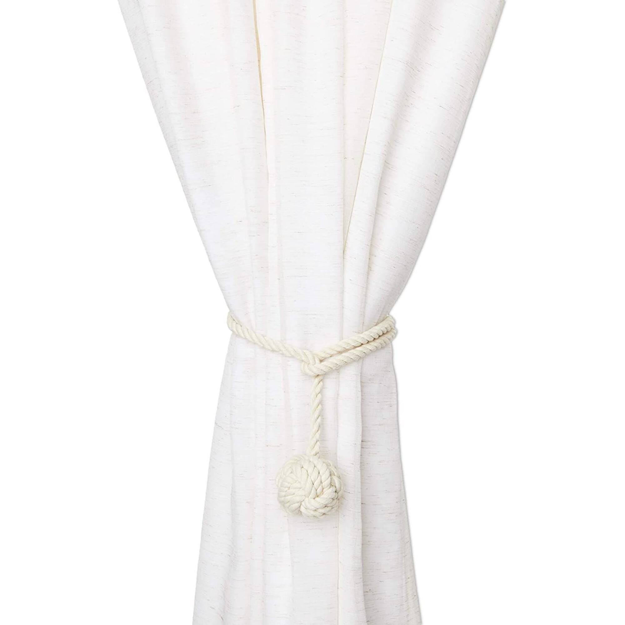 Beige Rope Curtain Tiebacks, Holdbacks for Drapes (20 Inches, 2 Pack