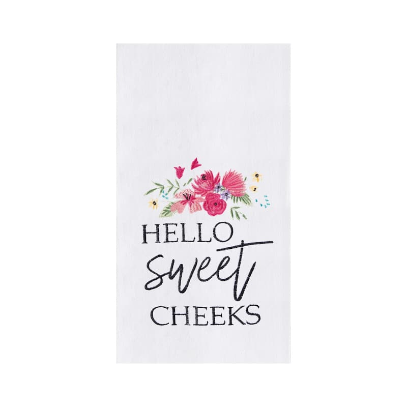 Hello Sweet Cheeks Valentine's Day Embroidered Flour Sack Dishtowel