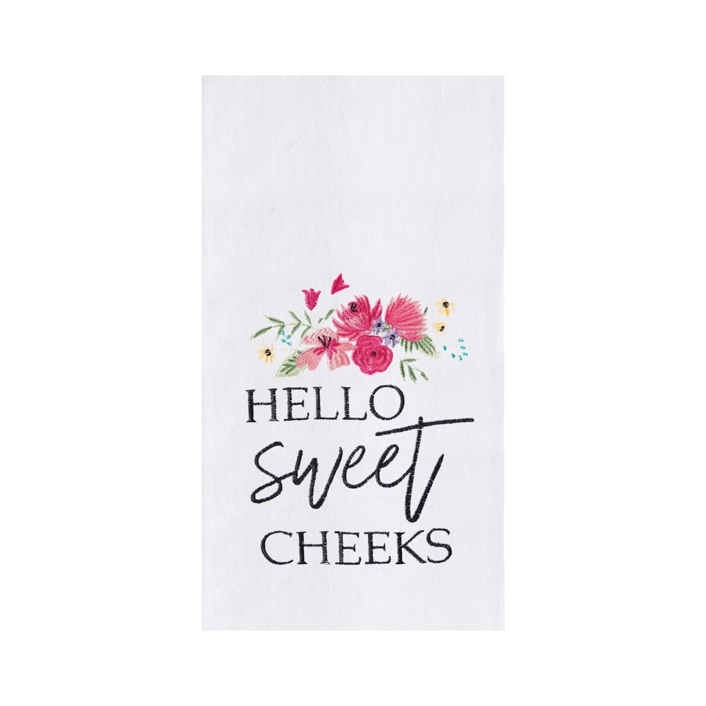 Hello Sweet Cheeks Valentine's Day Embroidered Flour Sack Dishtowel