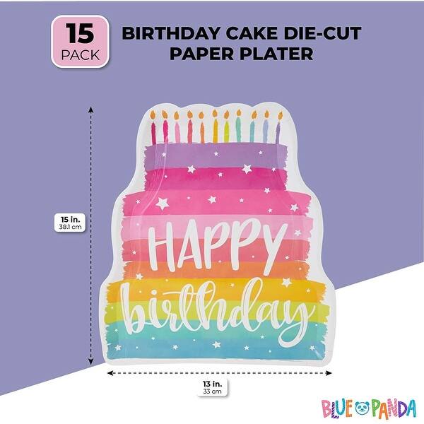 Birthday Cake DieCut Paper Plates (15 x 13 in, 24 Pack) Bed Bath