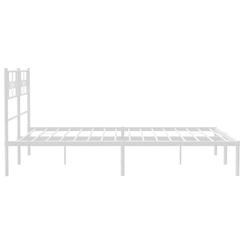 vidaXL 12 Inches White Full Size Metal Bed Frame No Mattress - 77.2" x 55.9" x 35.4"